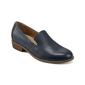 A[X fB[X Xb|E[t@[ V[Y Women's Edna Round Toe Casual Slip-On Flat Loafers Navy Leather