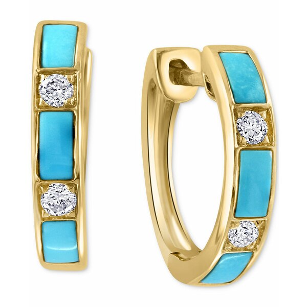エフィー コレクション リング アクセサリー レディース EFFYreg; Turquoise  Diamond (1/10 ct.  Ring in 14k Gold 14K Yellow Gold