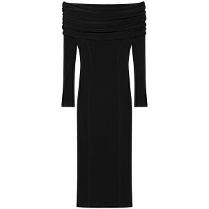 �G�[�[�b�g �t�@�N�g���[ ���f�B�[�X �����s�[�X �g�b�v�X X lutz huelle fatna off-shoulder long-sleeve midi dress Black