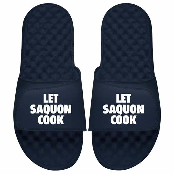 アイスライド メンズ サンダル シューズ Saquon Barkley NFLPA ISlide x BreakingT Let Saquon Cook Slide Sandals Navy