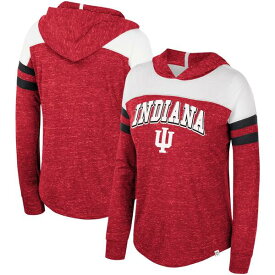 コロシアム レディース Tシャツ トップス Indiana Hoosiers Colosseum Women's Speckled Color Block Long Sleeve Hooded TShirt Crimson