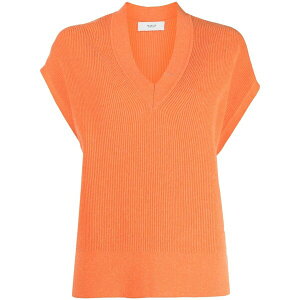�v�����O�� �I�u �X�R�b�g�����h ���f�B�[�X T�V���c �g�b�v�X V-neck ribbed knitted top Orange