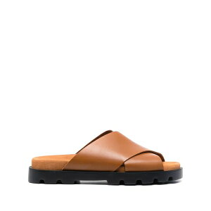 �J���y�[�� ���f�B�[�X �T���_�� �V���[�Y Brutus crossover-strap leather sandals Brown