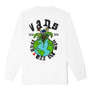 Vans oY Y Xj[J[ yMen's Vans Earth Pattern Printing Round Neck Long Sleeves White T-Shirt VN0A5E870VWz TCY US_M_S