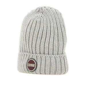 �R���}�[�� �����Y �X�q �A�N�Z�T���[ Ribbed logo-patch beanie hat Grey
