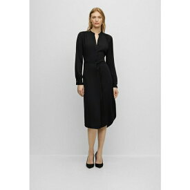 ボス レディース ワンピース トップス BELTED SHIRT DRESS WITH COLLARLESS STYLING AND BUTTON CUFFS - Day dress - black one