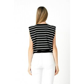 エンドレスローズ レディース カットソー トップス Women's Stripe Sleeveless Pleated Knit Top Black/white