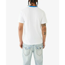 トゥルーレリジョン メンズ Tシャツ トップス Men's Short Sleeve Collegiate Ringer T-shirts Optic White