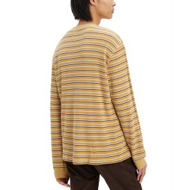 リーバイス メンズ シャツ トップス Men's Waffle Knit Thermal Long Sleeve T-Shirt Chocolate Stripe