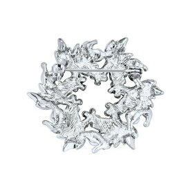 ブリング レディース ピアス＆イヤリング アクセサリー Elegant Bridal Holiday Party Crystal Round White Simulated Pearl Wreath Circle Scarf Brooch Pin For Women Wedding Silver