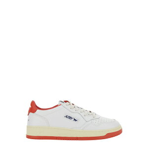 I[g[ Y Xj[J[ V[Y 'medalist Low X Maison Kitsun' White And Red Sneaker With Side Logo And Logo Lettering On The Back In Leather Man Red