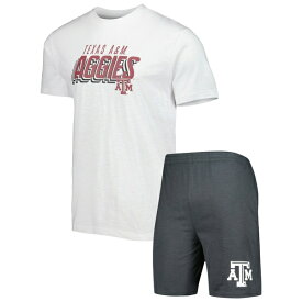 コンセプトスポーツ メンズ Tシャツ トップス Texas A&M Aggies Concepts Sport Downfield TShirt & Shorts Set Charcoal/White