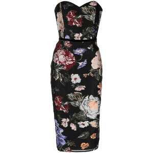 �}���P�T�m�b�g ���f�B�[�X �����s�[�X �g�b�v�X Floral fil-coup?? dress Black