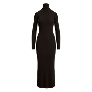 �����t���[���� ���f�B�[�X �����s�[�X �g�b�v�X Turtleneck ribbed midi dress Brown
