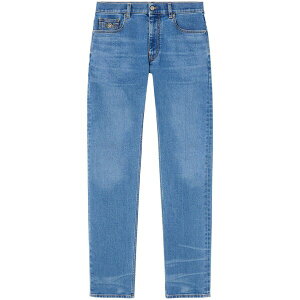 ���F���T�[�` �����Y �f�j���p���c �{�g���X Medusa head-embellished mid-rise slim-fit jeans Blue