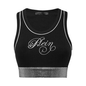 �t�B���b�v�v���C�� ���f�B�[�X �J�b�g�\�[ �g�b�v�X Ribbed-knit logo-embroidered top Black
