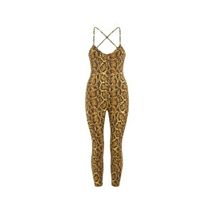�}���[�� �Z�� ���f�B�[�X �����s�[�X �g�b�v�X Python-print v-neck jumpsuit Yellow