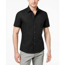 マイケルコース メンズ シャツ トップス Men's Solid Stretch Button-Front Shirt Black