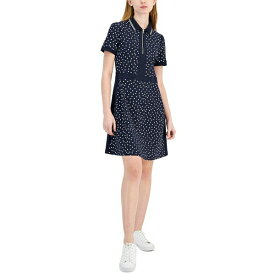 トミー ヒルフィガー レディース ワンピース トップス Women's Dot-Print A-Line Dress Blue