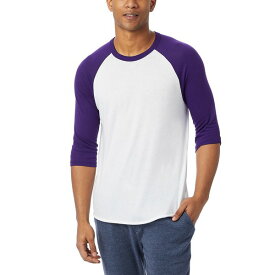 オルタナティヴ アパレル メンズ Tシャツ トップス Men's Keeper Jersey Baseball T-shirt White, Deep Violet