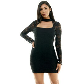 ベベ レディース ワンピース トップス Women's Long Sleeve Lace Mini Dress Black