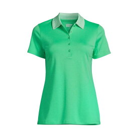 ランズエンド レディース カットソー トップス Women's Supima Cotton Short Sleeve Polo Shirt Wintergreen gingham