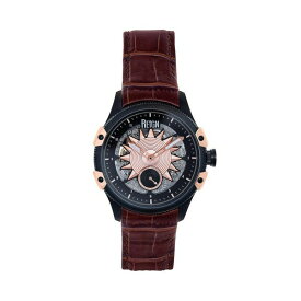 レイン メンズ 腕時計 アクセサリー Men Solstice Automatic Semi-Skeleton Leather Strap Watch - Dark Brown/Rose Gold Dark brown/rose gold