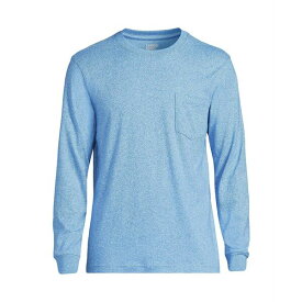 ランズエンド メンズ Tシャツ トップス Men's Super-T Long Sleeve T-Shirt with Pocket Chicory blue jaspe