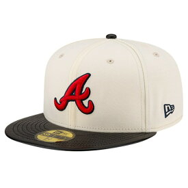 ニューエラ メンズ 帽子 アクセサリー Atlanta Braves New Era Game Night Leather Visor 59FIFTY Fitted Hat Cream