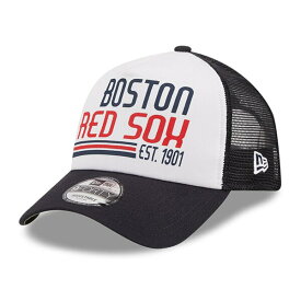 ニューエラ メンズ 帽子 アクセサリー Boston Red Sox New Era Stacked AFrame Trucker 9FORTY Adjustable Hat White/Navy