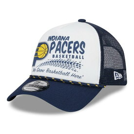 ニューエラ メンズ 帽子 アクセサリー Indiana Pacers New Era Burnout Print AFrame 9FORTY Trucker Hat White/Navy