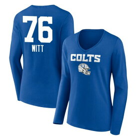 ファナティクス レディース Tシャツ トップス Indianapolis Colts Fanatics Branded Women's Personalized Name & Number Team Wordmark Long Sleeve VNeck TShirt Royal