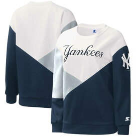 スターター レディース パーカー・スウェットシャツ アウター New York Yankees Starter Women's Shutout Pullover Sweatshirt White/Navy