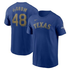 ナイキ メンズ Tシャツ トップス Jacob deGrom Texas Rangers Nike 2024 Gold Collection Name & Number T Shirt Royal