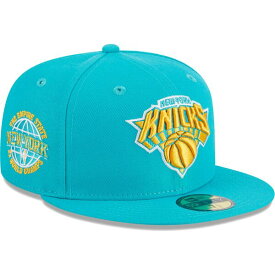 ニューエラ メンズ 帽子 アクセサリー New York Knicks New Era 2Time Champions Breeze Grilled Yellow Undervisor 59FIFTY Fitted Hat Turquoise