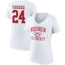 ファナティクス レディース Tシャツ トップス Wisconsin Badgers Fanatics Branded Women's Men's Ice Hockey PickAPlayer NIL Gameday Tradition VNeck T Shirt White