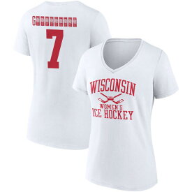 ファナティクス レディース Tシャツ トップス Wisconsin Badgers Fanatics Branded Women's Women's Ice Hockey PickAPlayer NIL Gameday Tradition VNeck T Shirt White