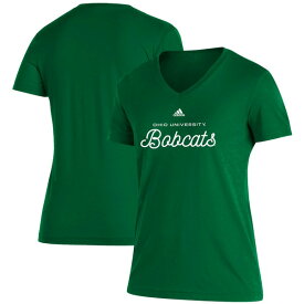 アディダス レディース Tシャツ トップス Ohio Bobcats adidas Women's Blend VNeck TShirt Hunter Green