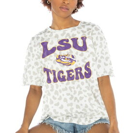ゲームデイ レディース Tシャツ トップス LSU Tigers Gameday Couture Women's Crushing Victory Subtle Leopard Print TShirt White