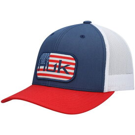 フック メンズ 帽子 アクセサリー Huk Americana Color Block Trucker Snapback Hat Blue