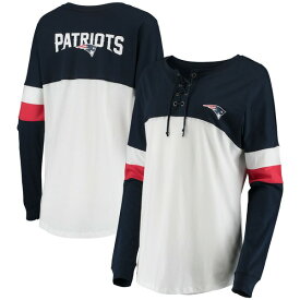 ニューエラ レディース Tシャツ トップス New England Patriots New Era Women's Athletic Varsity LaceUp Long Sleeve TShirt Navy/White