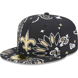 ニューエラ メンズ 帽子 アクセサリー New Orleans Saints New Era Paisley 59FIFTY Fitted Hat Black
