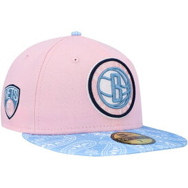 ニューエラ メンズ 帽子 アクセサリー Brooklyn Nets New Era Paisley Visor 59FIFTY Fitted Hat Pink/Light Blue