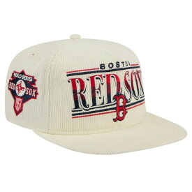ニューエラ メンズ 帽子 アクセサリー Boston Red Sox New Era Throwback Bar Golfer Corduroy Snapback Hat Cream