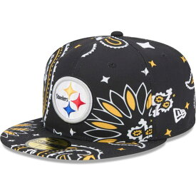 ニューエラ メンズ 帽子 アクセサリー Pittsburgh Steelers New Era Paisley 59FIFTY Fitted Hat Black