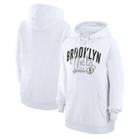 カールバンクス レディース パーカー・スウェットシャツ アウター Brooklyn Nets G III 4Her by Carl Banks Women's Filigree Logo Pullover Hoodie White