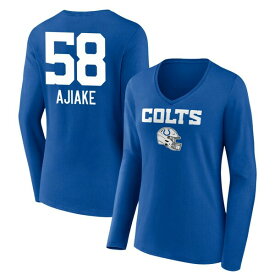 ファナティクス レディース Tシャツ トップス Indianapolis Colts Fanatics Branded Women's Personalized Name & Number Team Wordmark Long Sleeve VNeck TShirt Royal