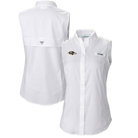 コロンビア レディース Tシャツ トップス Baltimore Ravens Columbia Women's PFG Tamiami OmniShade Sleeveless ButtonUp Shirt White