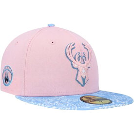 ニューエラ メンズ 帽子 アクセサリー Milwaukee Bucks New Era Paisley Visor 59FIFTY Fitted Hat Pink/Light Blue