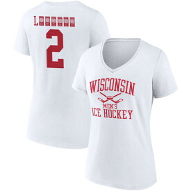 ファナティクス レディース Tシャツ トップス Wisconsin Badgers Fanatics Branded Women's Men's Ice Hockey PickAPlayer NIL Gameday Tradition VNeck T Shirt White